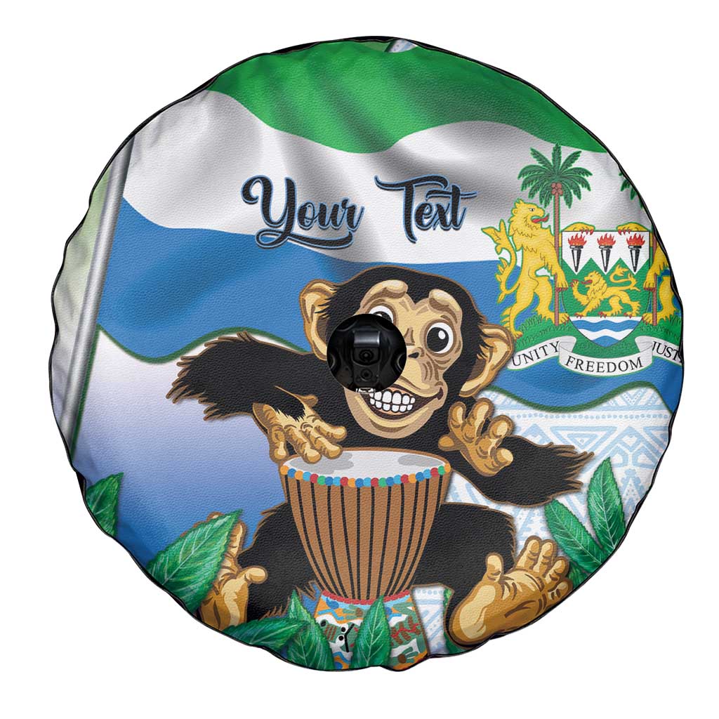 Personalised Sierra Leone Independence Day Spare Tire Cover Funny Chimpanzee With Drum