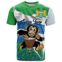 Personalised Sierra Leone Independence Day T Shirt Funny Chimpanzee With Drum