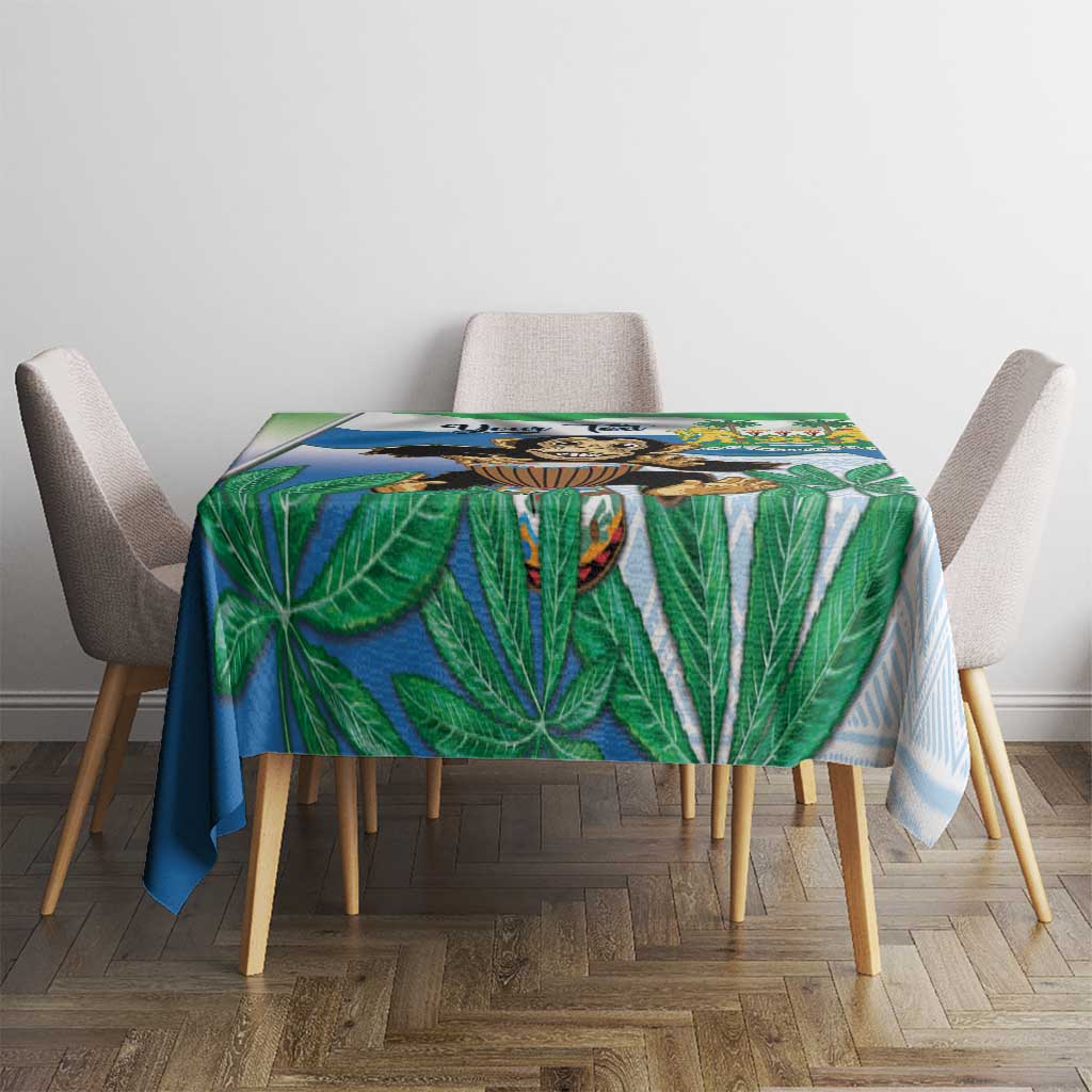 Personalised Sierra Leone Independence Day Tablecloth Funny Chimpanzee With Drum