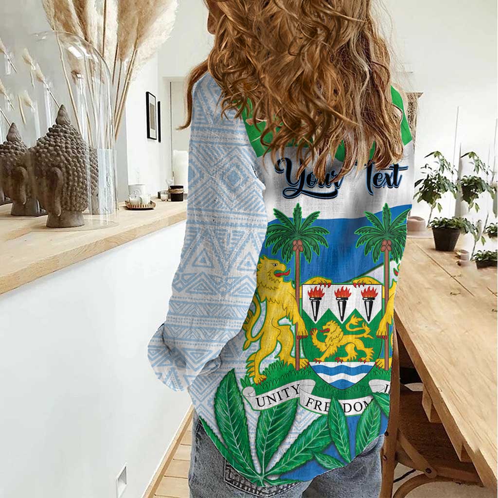 Personalised Sierra Leone Independence Day Women Casual Shirt Funny Chimpanzee With Drum