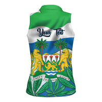 Personalised Sierra Leone Independence Day Women Sleeveless Polo Shirt Funny Chimpanzee With Drum