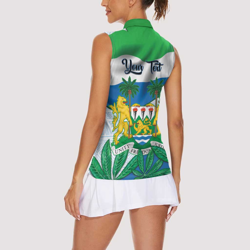 Personalised Sierra Leone Independence Day Women Sleeveless Polo Shirt Funny Chimpanzee With Drum