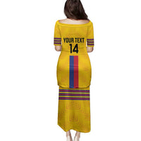 Custom Colombia Football Family Matching Puletasi and Hawaiian Shirt Vamos Los Cafeteros