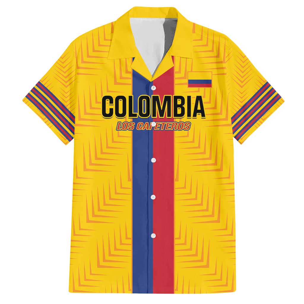 Custom Colombia Football Family Matching Short Sleeve Bodycon Dress and Hawaiian Shirt Vamos Los Cafeteros