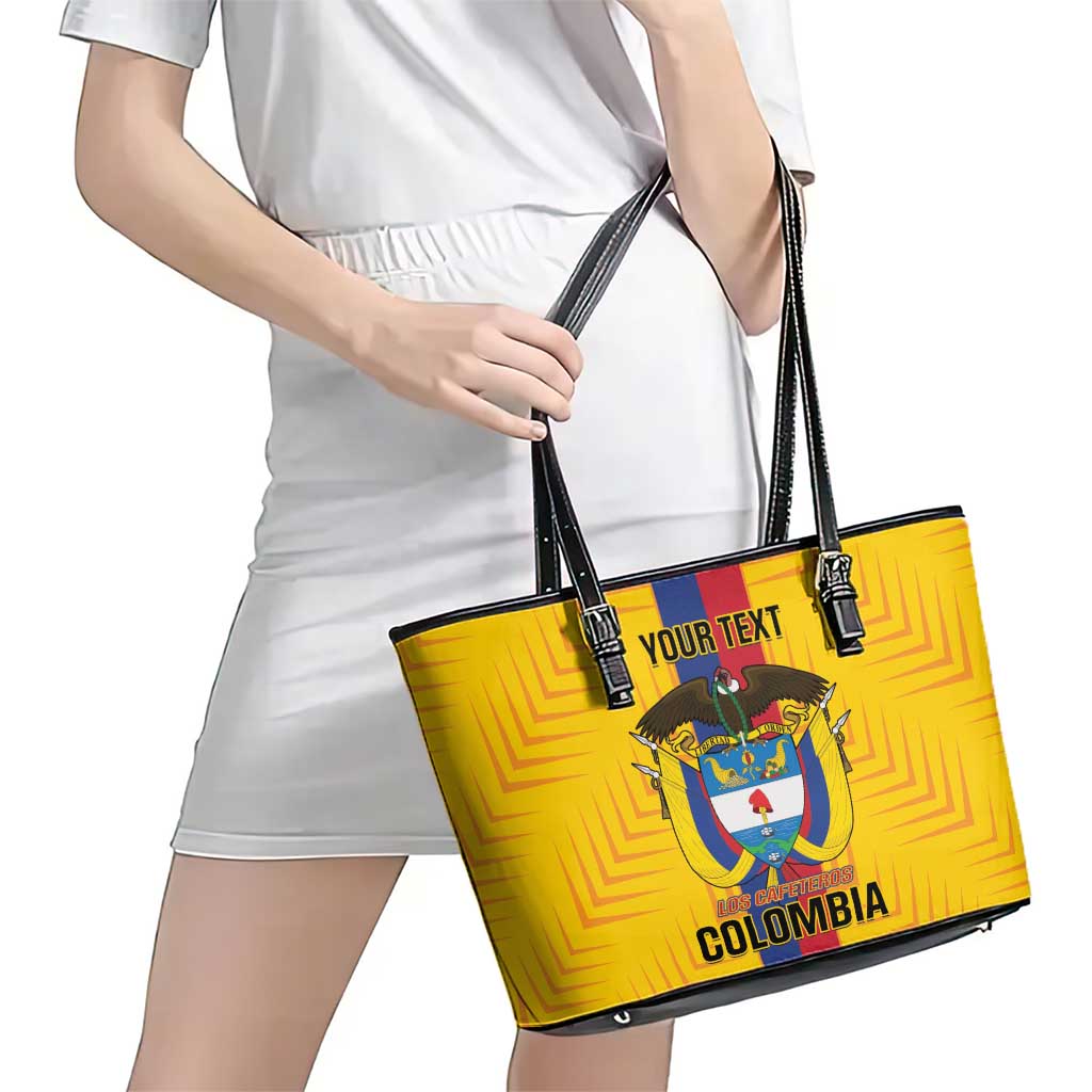 Custom Colombia Football Leather Tote Bag Vamos Los Cafeteros
