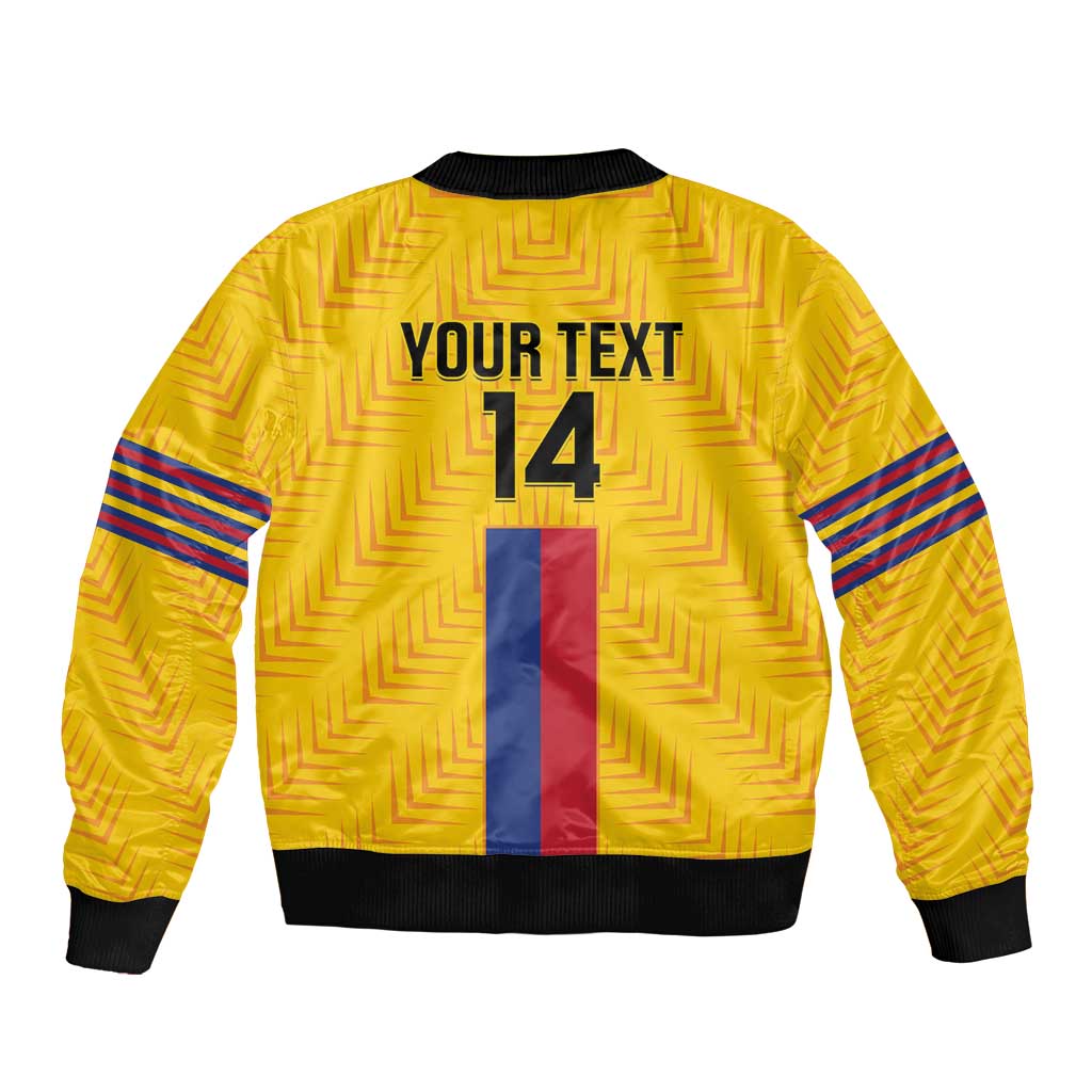 Custom Colombia Football Sleeve Zip Bomber Jacket Vamos Los Cafeteros