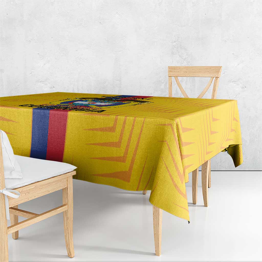 Custom Colombia Football Tablecloth Vamos Los Cafeteros