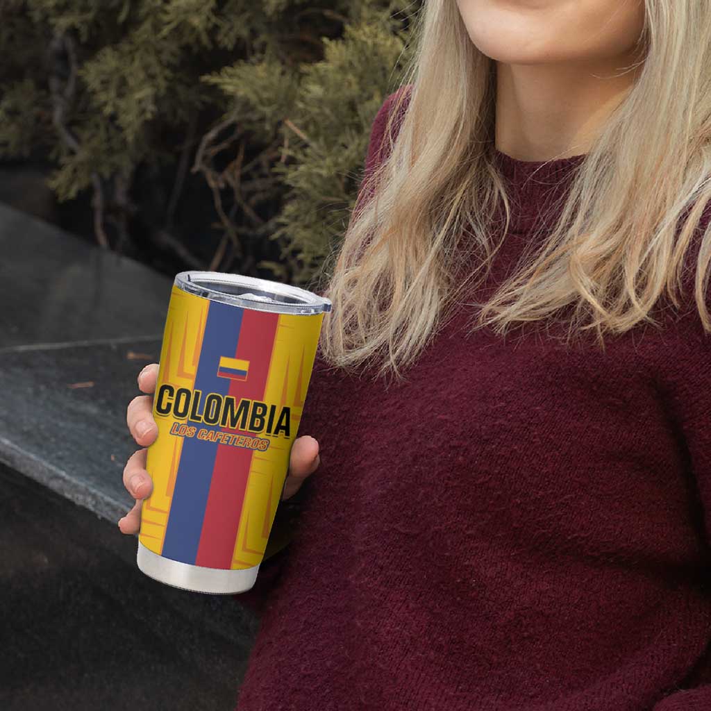 Custom Colombia Football Tumbler Cup Vamos Los Cafeteros