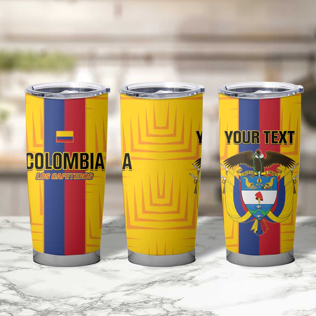 Custom Colombia Football Tumbler Cup Vamos Los Cafeteros