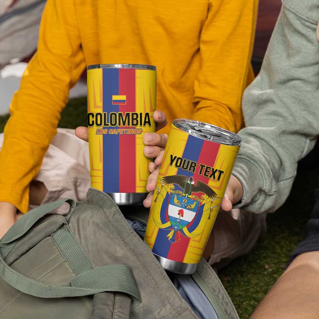 Custom Colombia Football Tumbler Cup Vamos Los Cafeteros