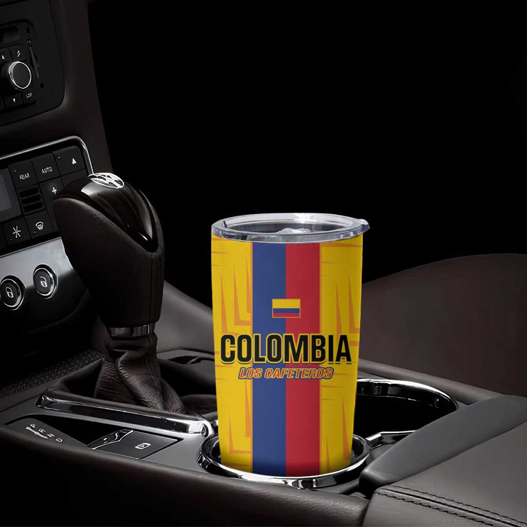 Custom Colombia Football Tumbler Cup Vamos Los Cafeteros