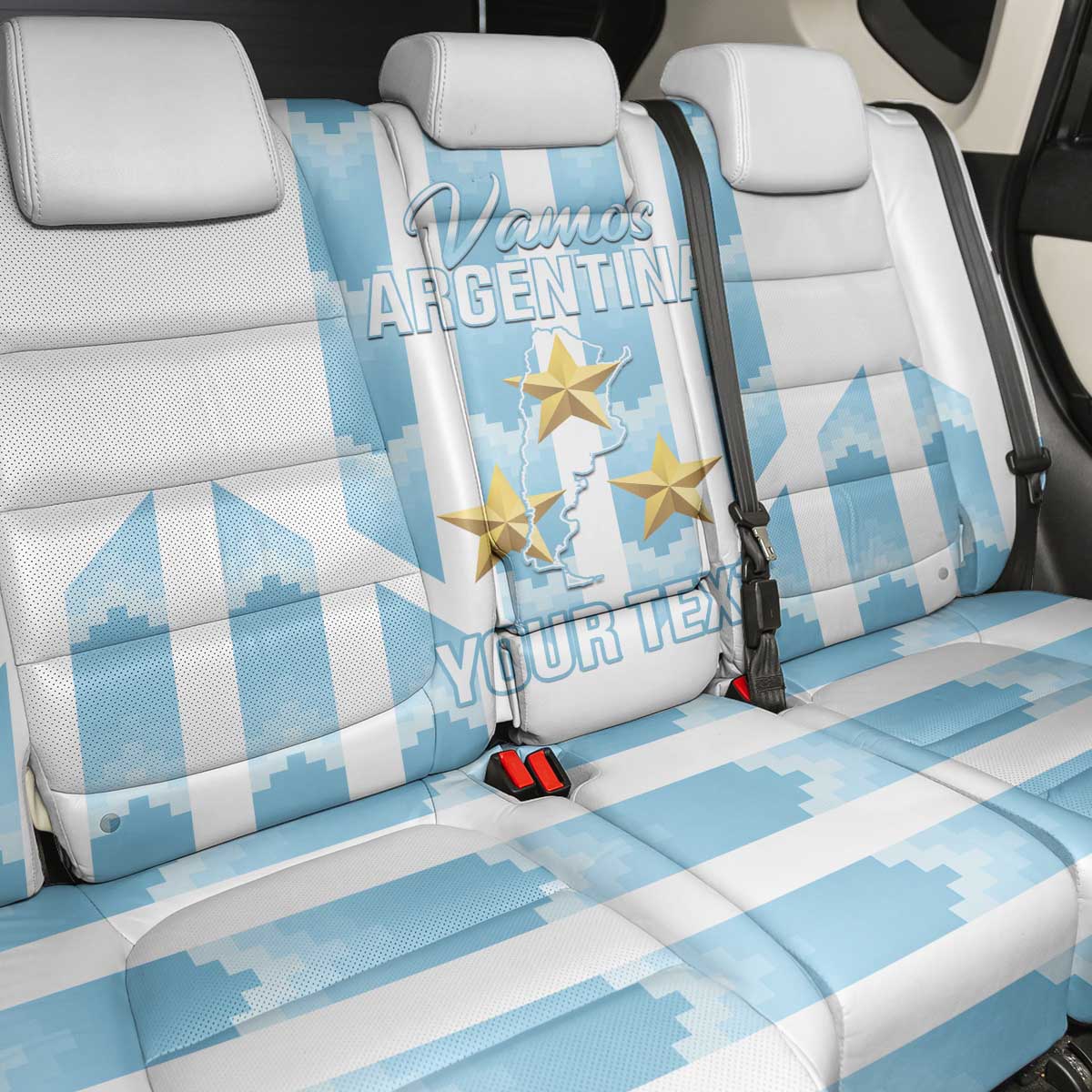 Custom Argentina Football Back Car Seat Cover Vamos La Albiceleste