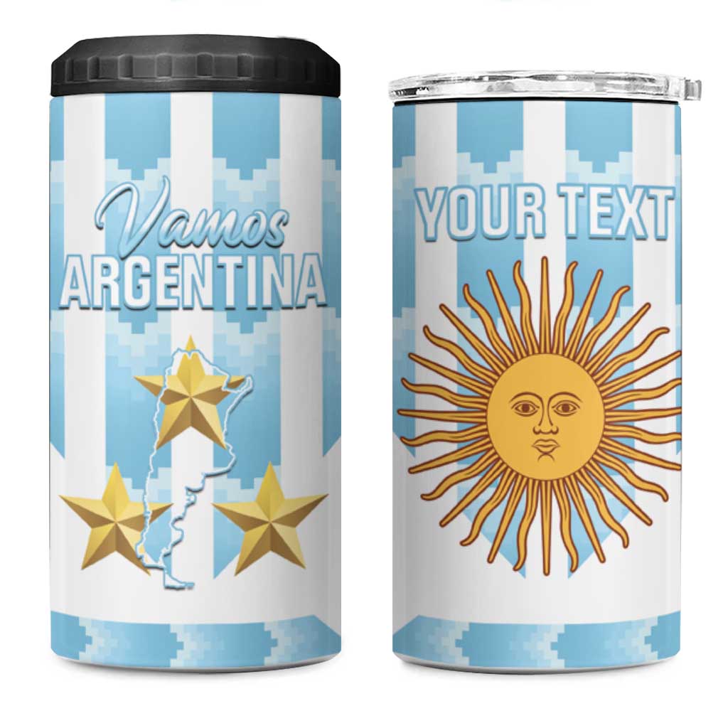 Custom Argentina Football 4 in 1 Can Cooler Tumbler Vamos La Albiceleste