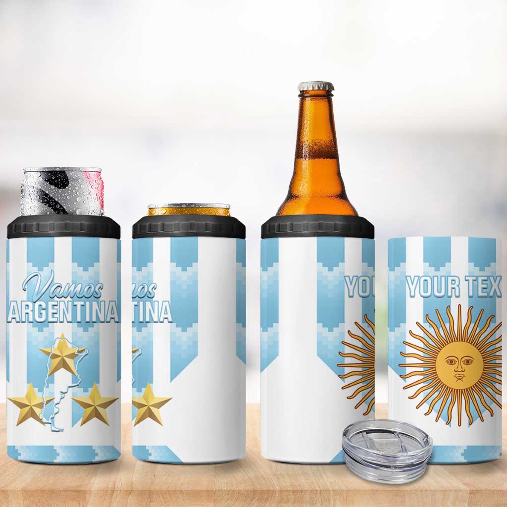 Custom Argentina Football 4 in 1 Can Cooler Tumbler Vamos La Albiceleste