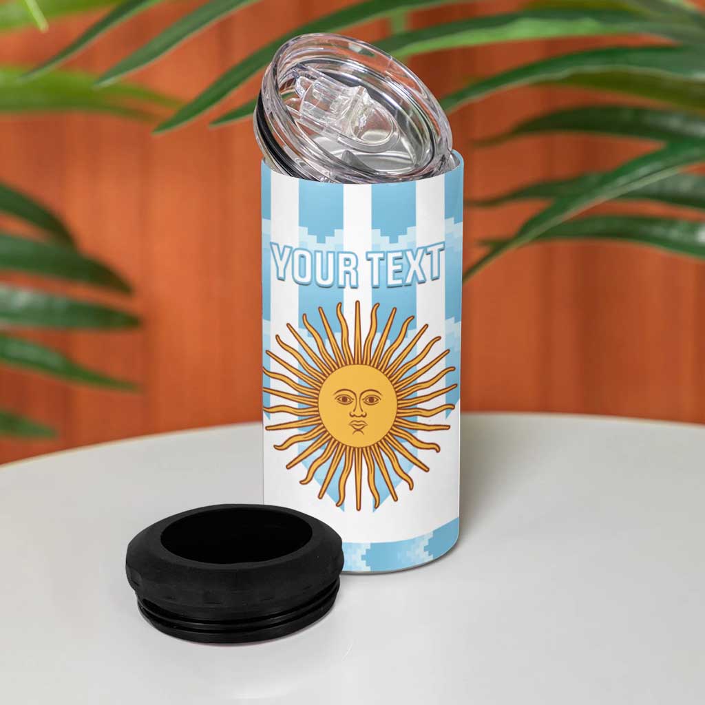 Custom Argentina Football 4 in 1 Can Cooler Tumbler Vamos La Albiceleste