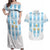 Custom Argentina Football Couples Matching Off Shoulder Maxi Dress and Hawaiian Shirt Vamos La Albiceleste