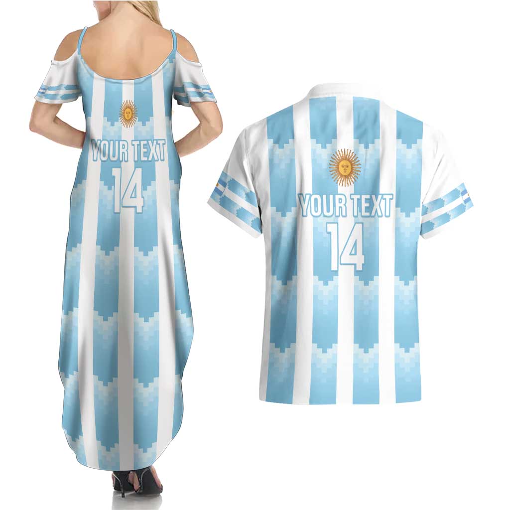 Custom Argentina Football Couples Matching Summer Maxi Dress and Hawaiian Shirt Vamos La Albiceleste