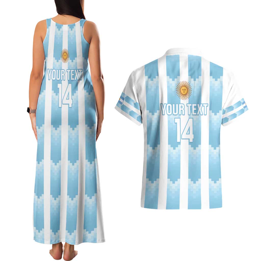 Custom Argentina Football Couples Matching Tank Maxi Dress and Hawaiian Shirt Vamos La Albiceleste