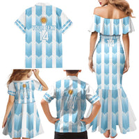 Custom Argentina Football Family Matching Mermaid Dress and Hawaiian Shirt Vamos La Albiceleste