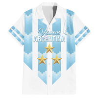 Custom Argentina Football Family Matching Off The Shoulder Long Sleeve Dress and Hawaiian Shirt Vamos La Albiceleste