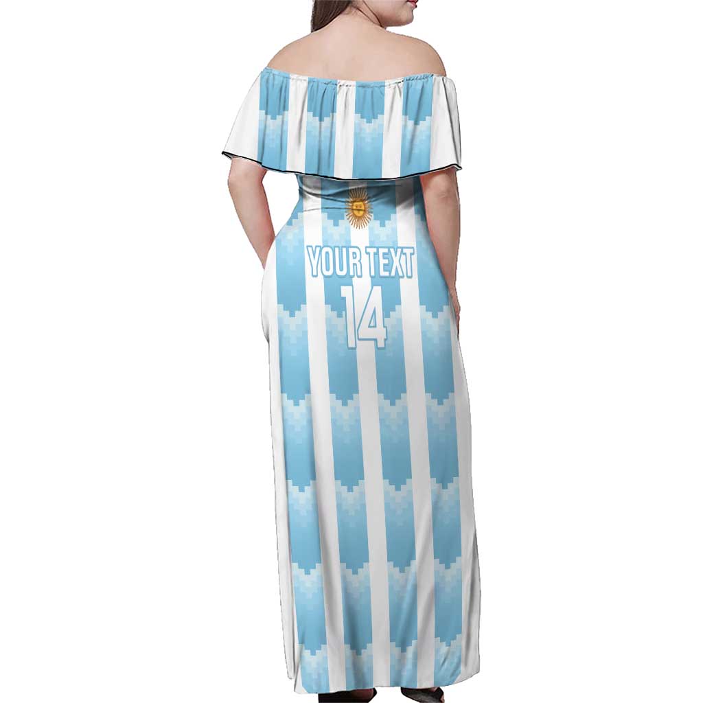 Custom Argentina Football Family Matching Off Shoulder Maxi Dress and Hawaiian Shirt Vamos La Albiceleste