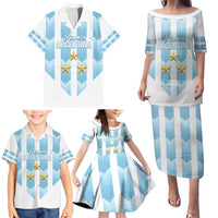 Custom Argentina Football Family Matching Puletasi and Hawaiian Shirt Vamos La Albiceleste