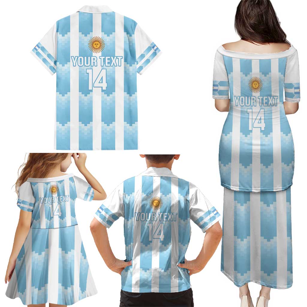 Custom Argentina Football Family Matching Puletasi and Hawaiian Shirt Vamos La Albiceleste