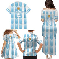 Custom Argentina Football Family Matching Puletasi and Hawaiian Shirt Vamos La Albiceleste