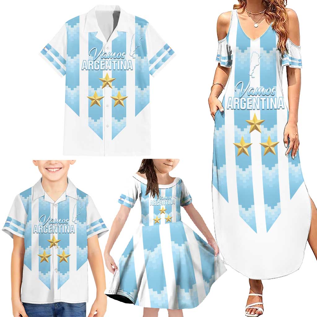 Custom Argentina Football Family Matching Summer Maxi Dress and Hawaiian Shirt Vamos La Albiceleste