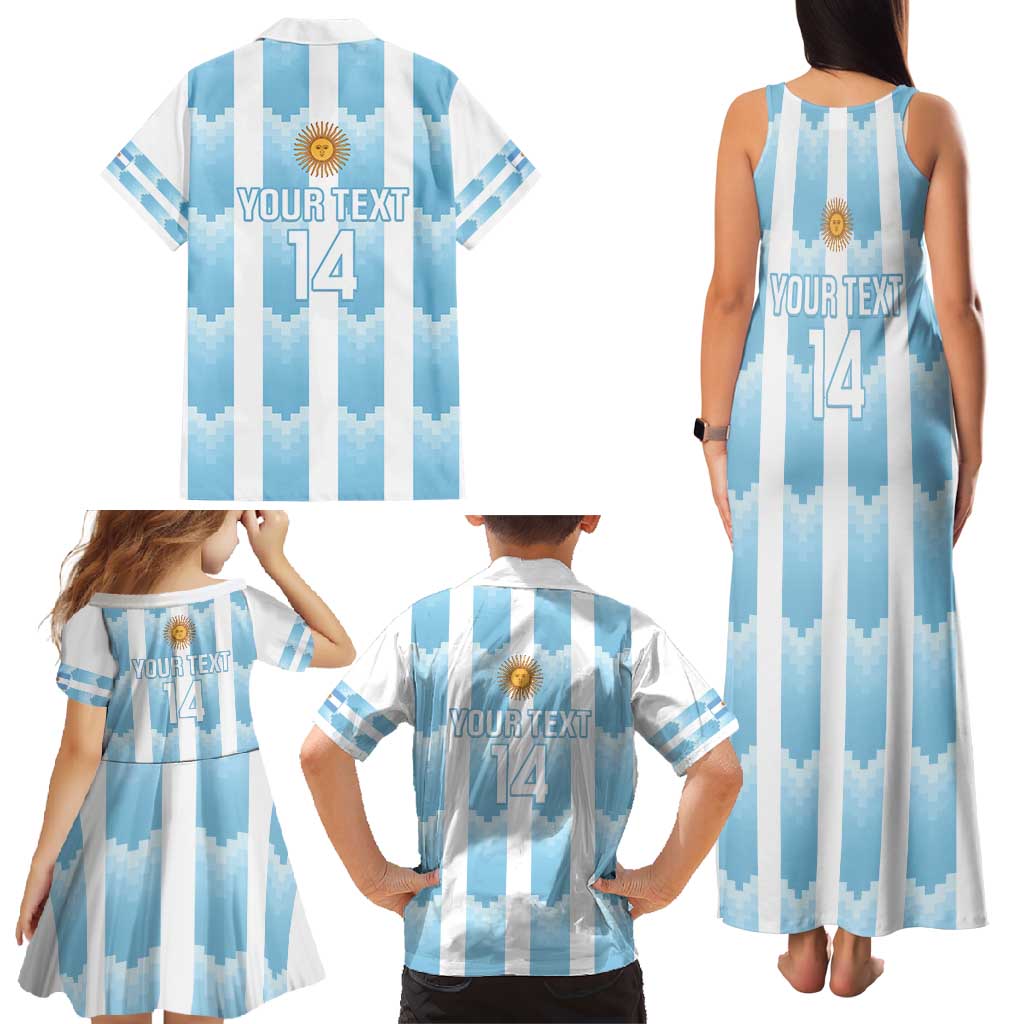 Custom Argentina Football Family Matching Tank Maxi Dress and Hawaiian Shirt Vamos La Albiceleste