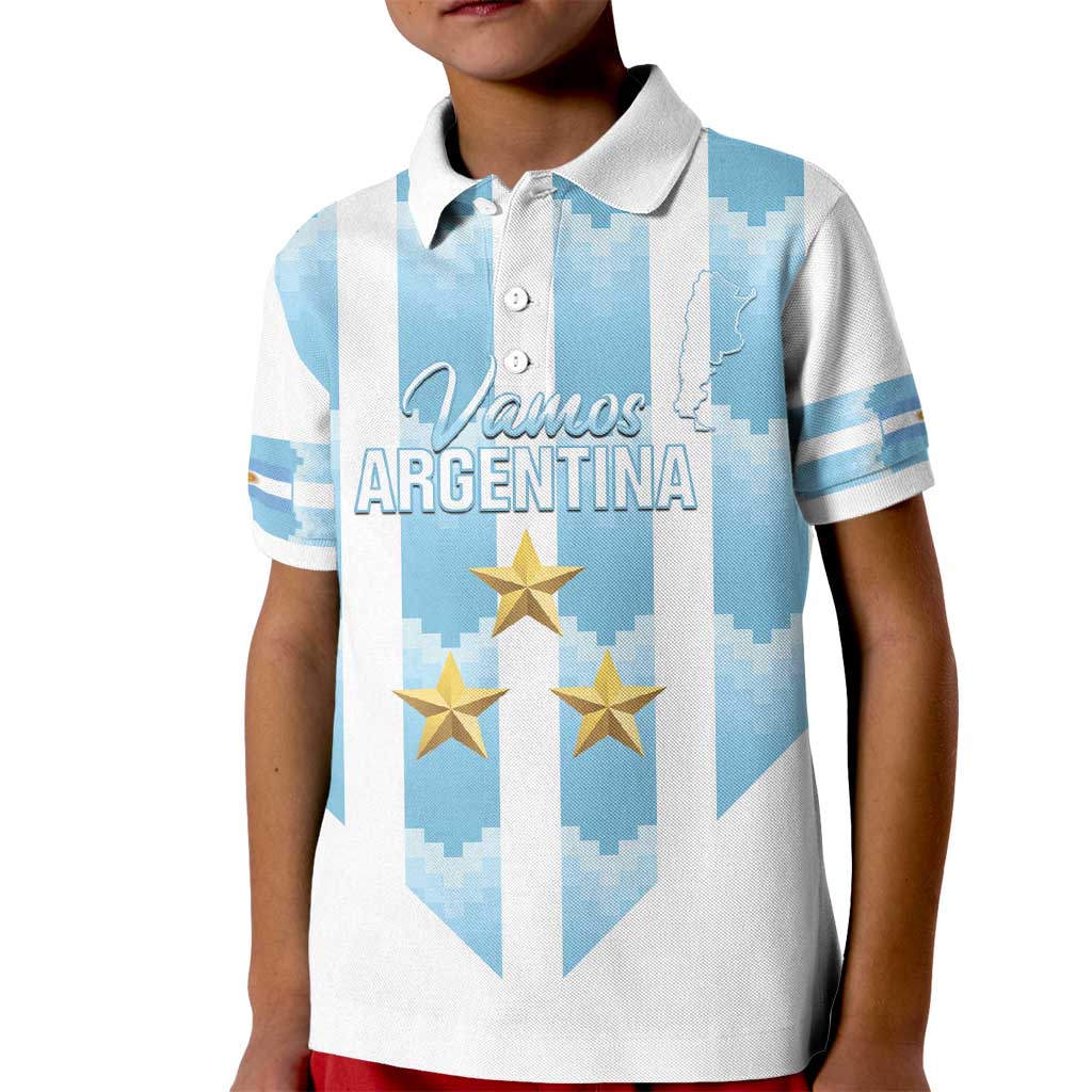 Custom Argentina Football Kid Polo Shirt Vamos La Albiceleste