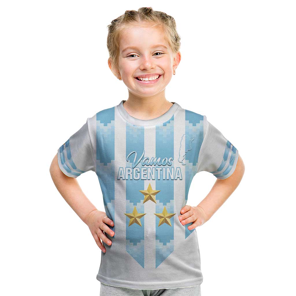 Custom Argentina Football Kid T Shirt Vamos La Albiceleste