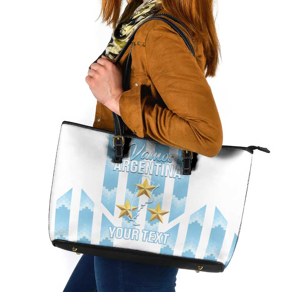 Custom Argentina Football Leather Tote Bag Vamos La Albiceleste