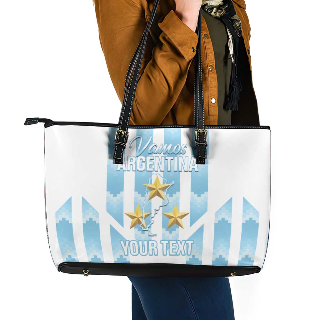 Custom Argentina Football Leather Tote Bag Vamos La Albiceleste