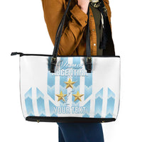 Custom Argentina Football Leather Tote Bag Vamos La Albiceleste