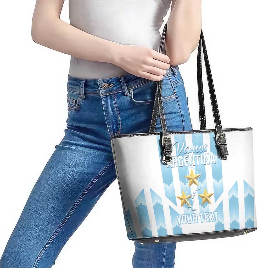 Custom Argentina Football Leather Tote Bag Vamos La Albiceleste