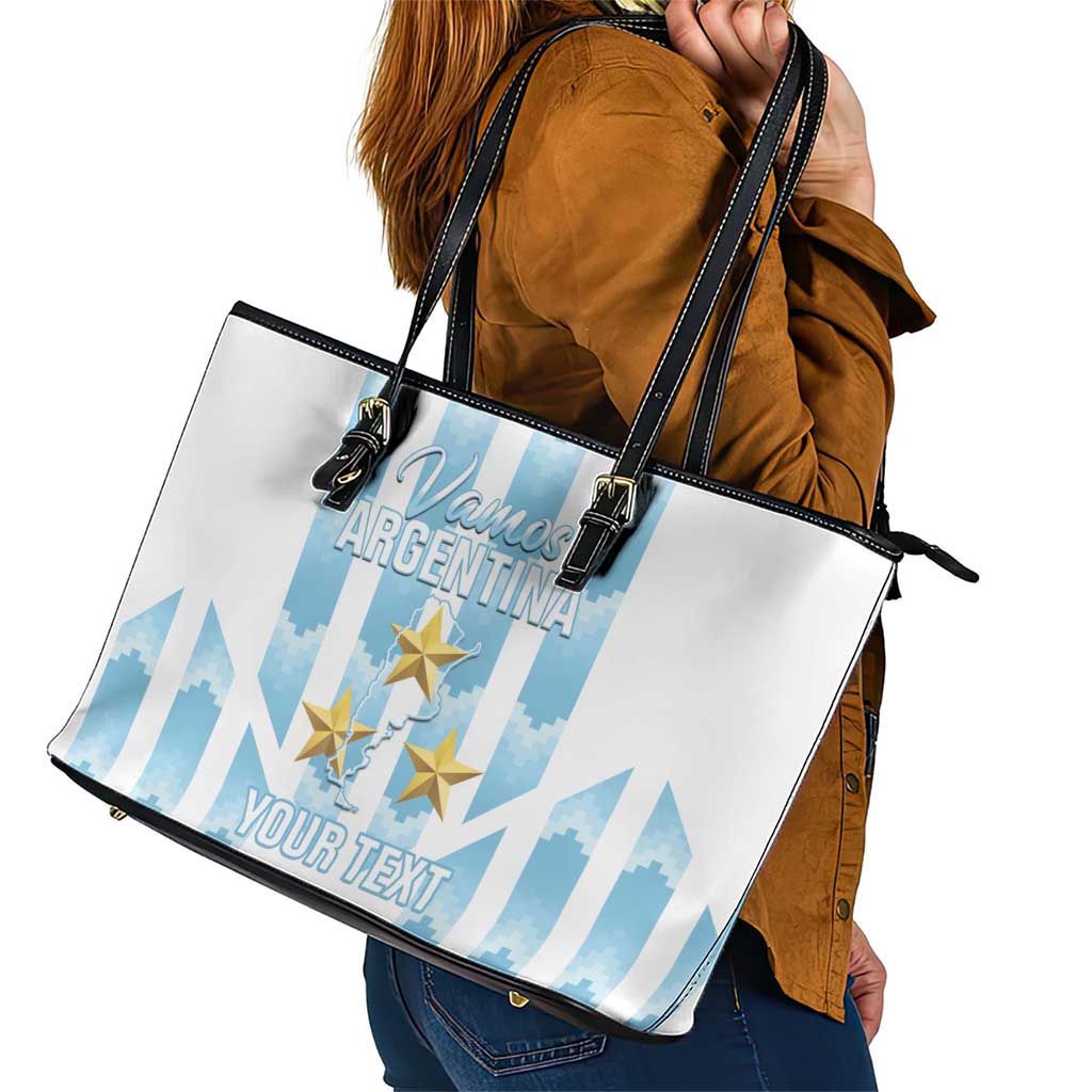 Custom Argentina Football Leather Tote Bag Vamos La Albiceleste