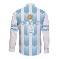 Custom Argentina Football Long Sleeve Button Shirt Vamos La Albiceleste