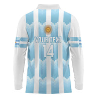 Custom Argentina Football Long Sleeve Polo Shirt Vamos La Albiceleste