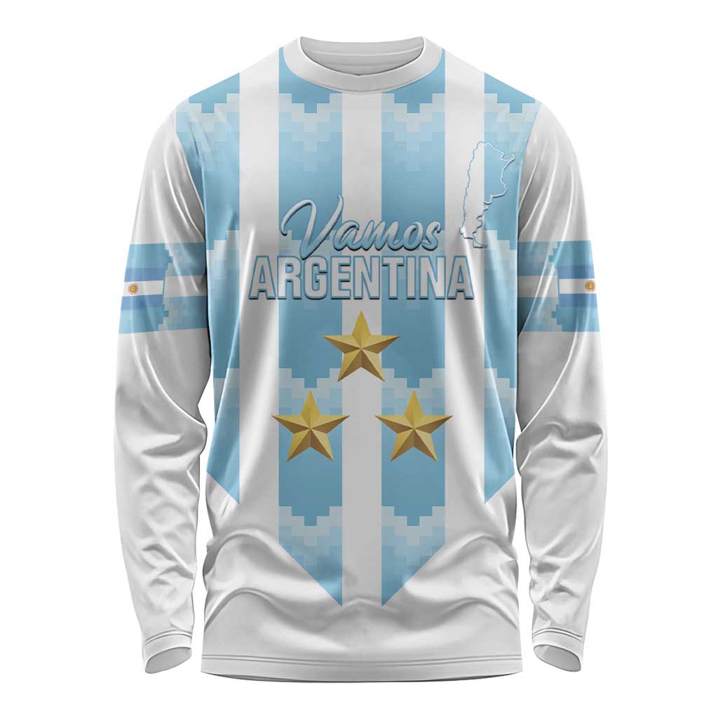 Custom Argentina Football Long Sleeve Shirt Vamos La Albiceleste