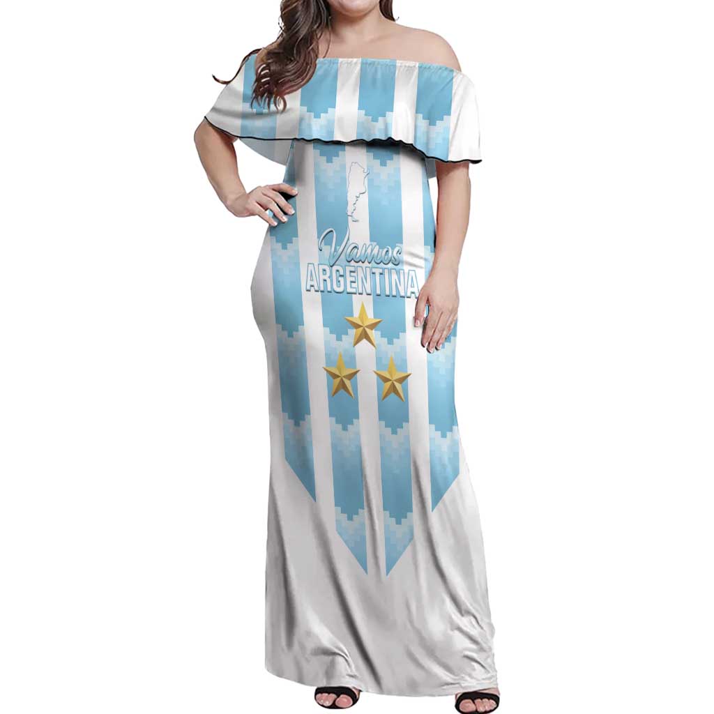 Custom Argentina Football Off Shoulder Maxi Dress Vamos La Albiceleste