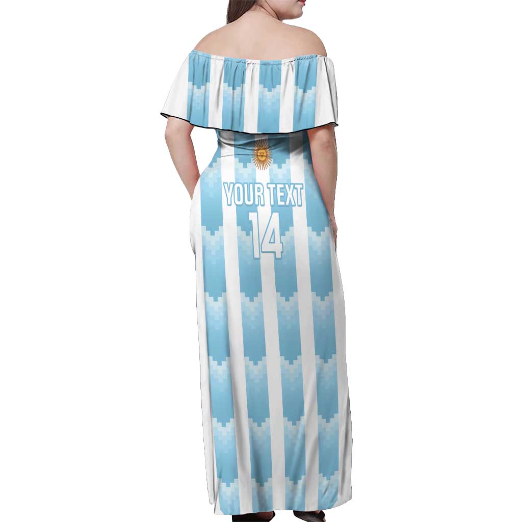 Custom Argentina Football Off Shoulder Maxi Dress Vamos La Albiceleste