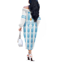 Custom Argentina Football Off The Shoulder Long Sleeve Dress Vamos La Albiceleste