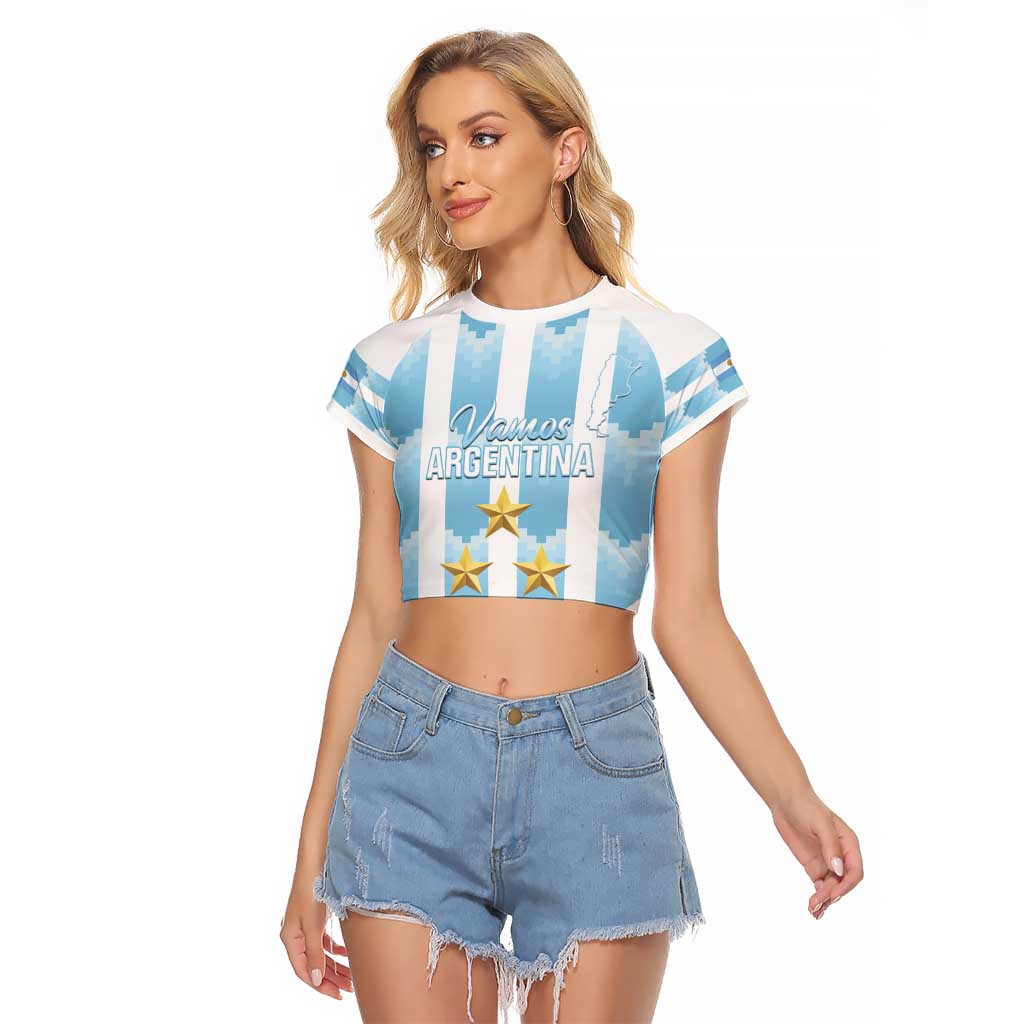 Custom Argentina Football Raglan Cropped T Shirt Vamos La Albiceleste