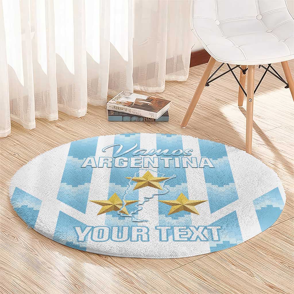 Custom Argentina Football Round Carpet Vamos La Albiceleste