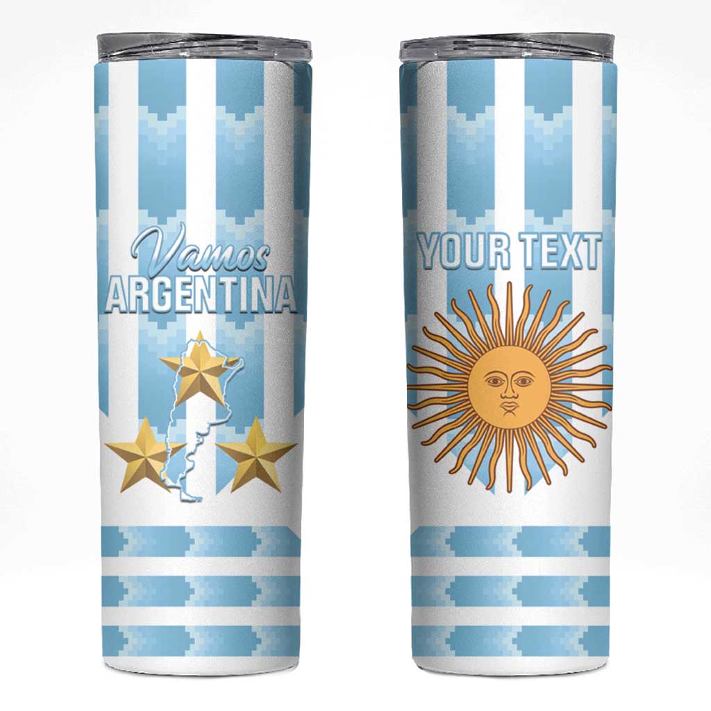 Custom Argentina Football Skinny Tumbler Vamos La Albiceleste