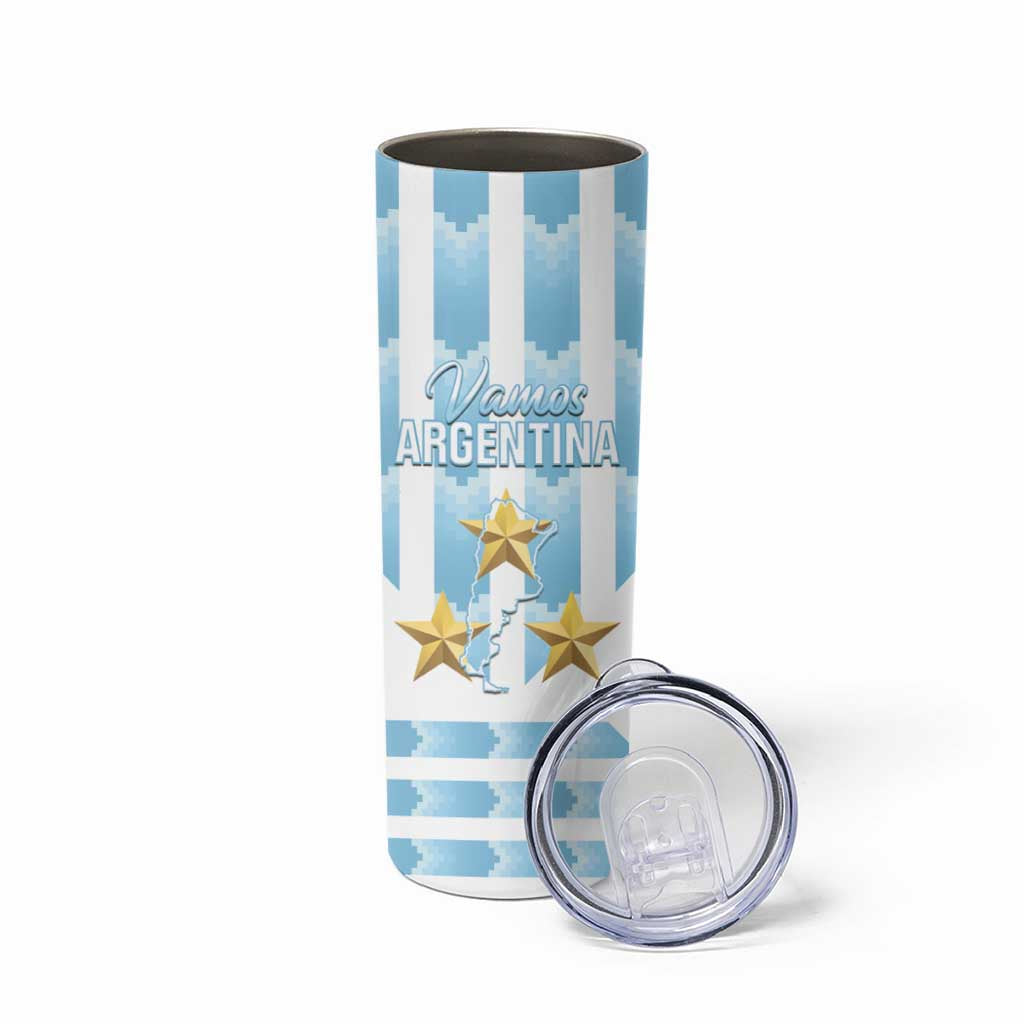 Custom Argentina Football Skinny Tumbler Vamos La Albiceleste