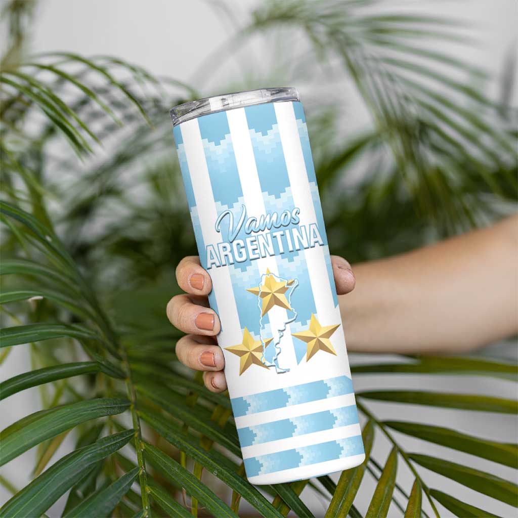Custom Argentina Football Skinny Tumbler Vamos La Albiceleste