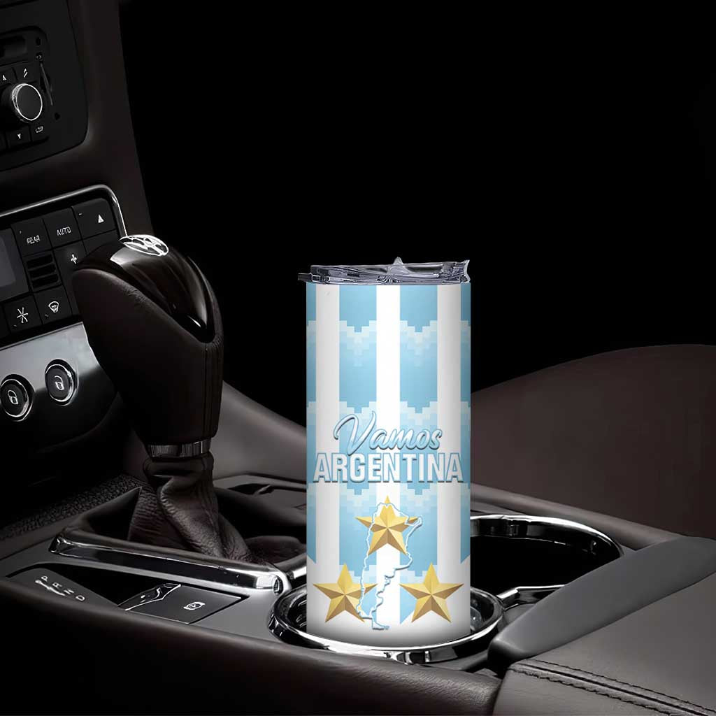 Custom Argentina Football Skinny Tumbler Vamos La Albiceleste