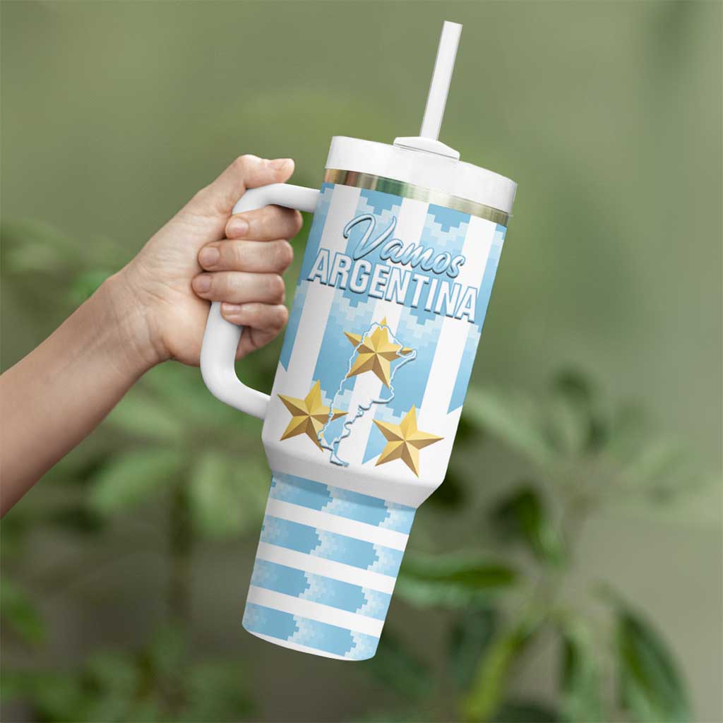 Custom Argentina Football Tumbler With Handle Vamos La Albiceleste